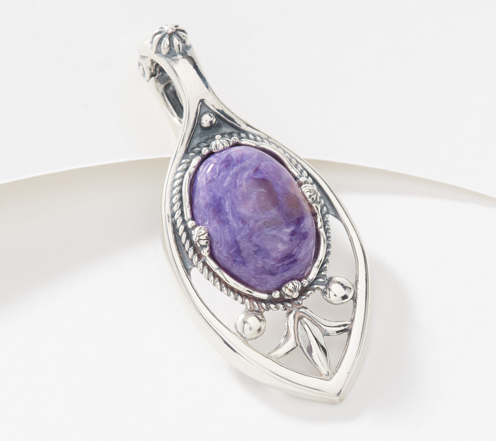 American West Sterling Silver Oval Charoite Enhancer