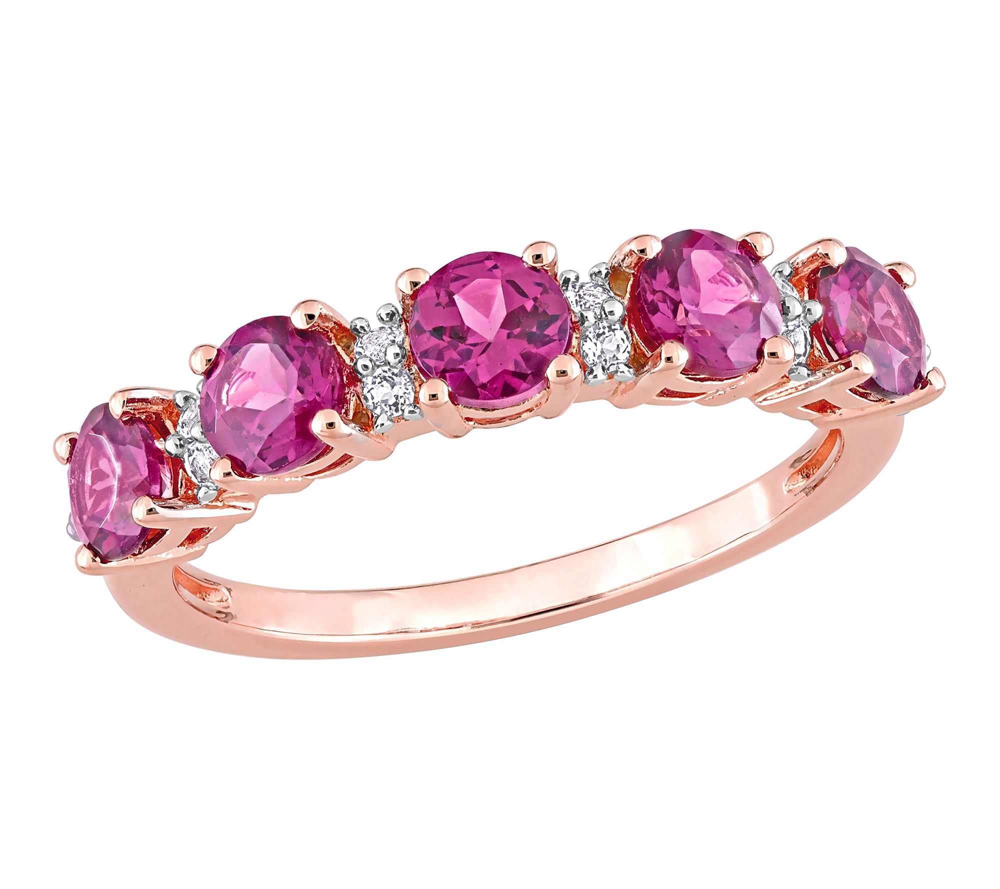 18K Rose Gold-Plated 1.55 cttw Rhodolite & Whit e Topaz Ring