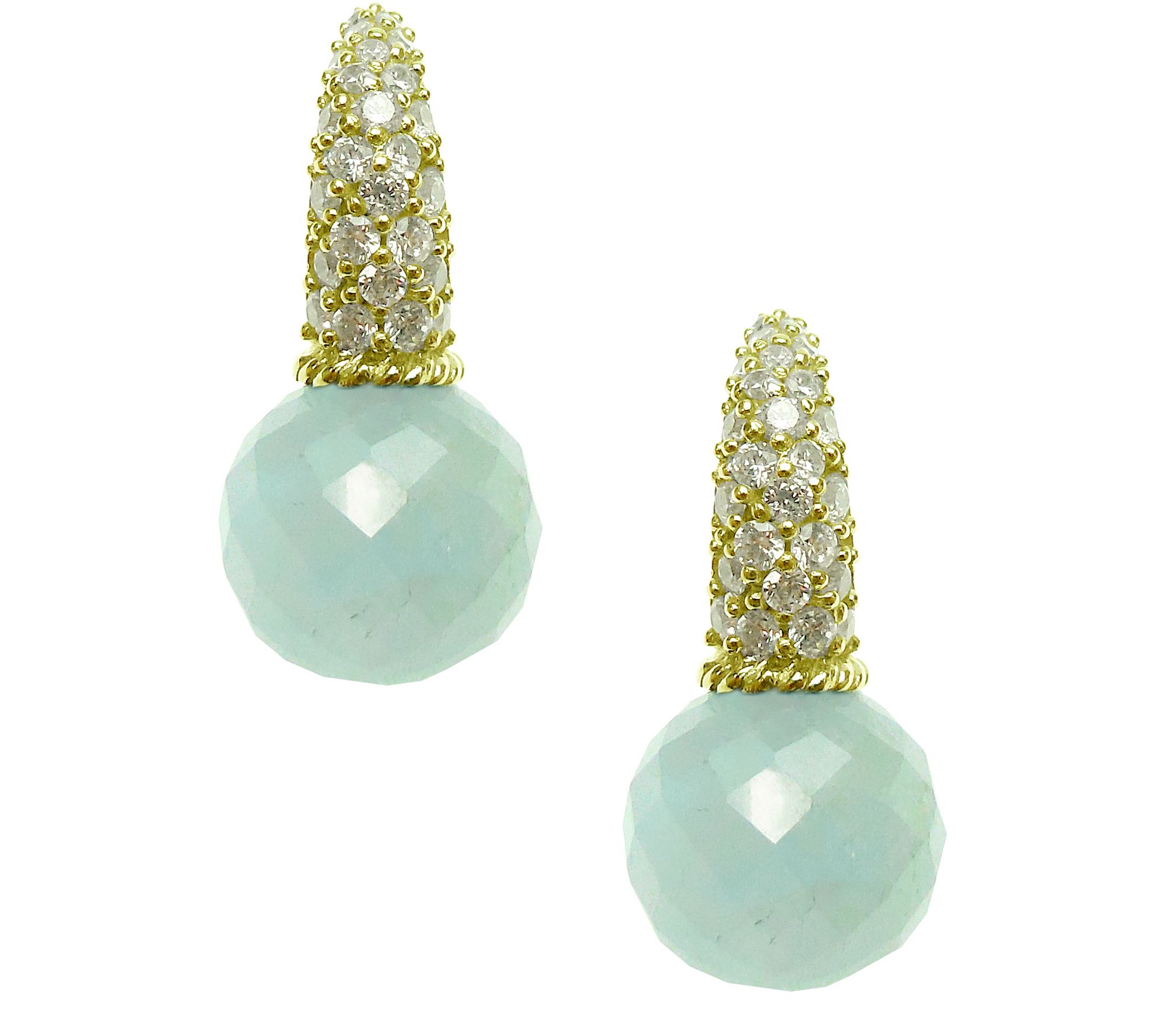 Judith Ripka 14K Clad Milky Aquamarine & Diamon ique Earrings