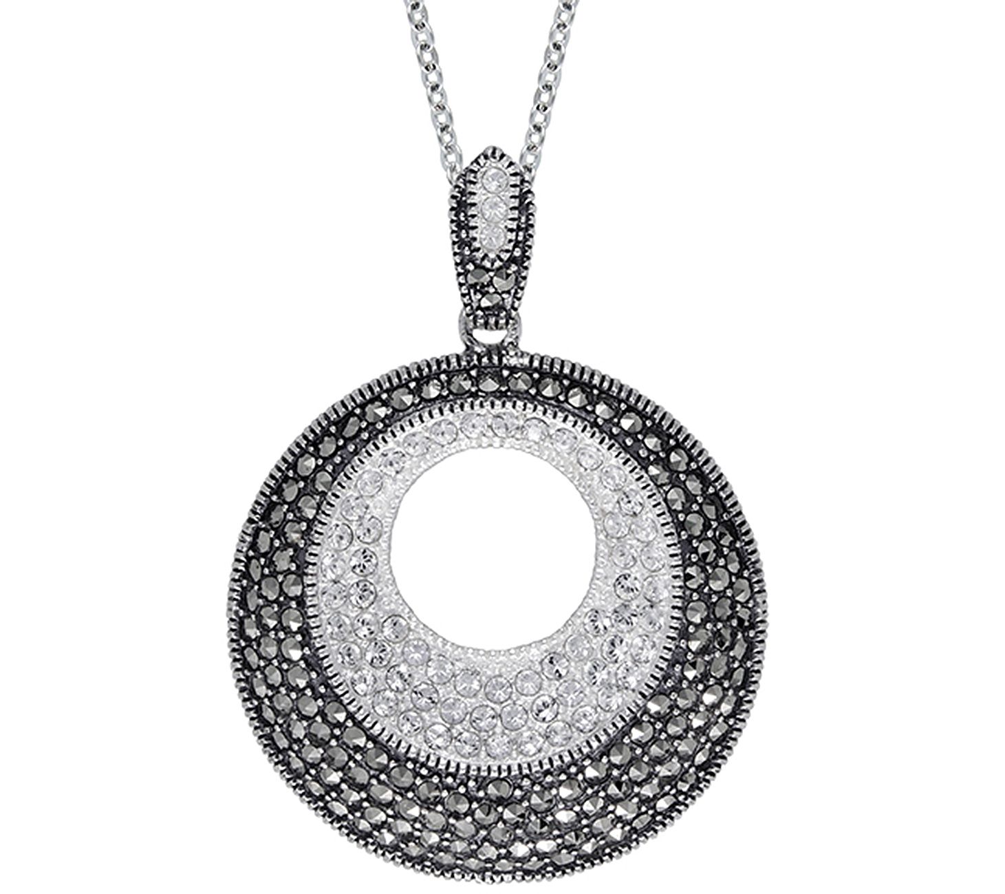 Suspicion Sterling Marcasite & Crystal Pendantw/Chain