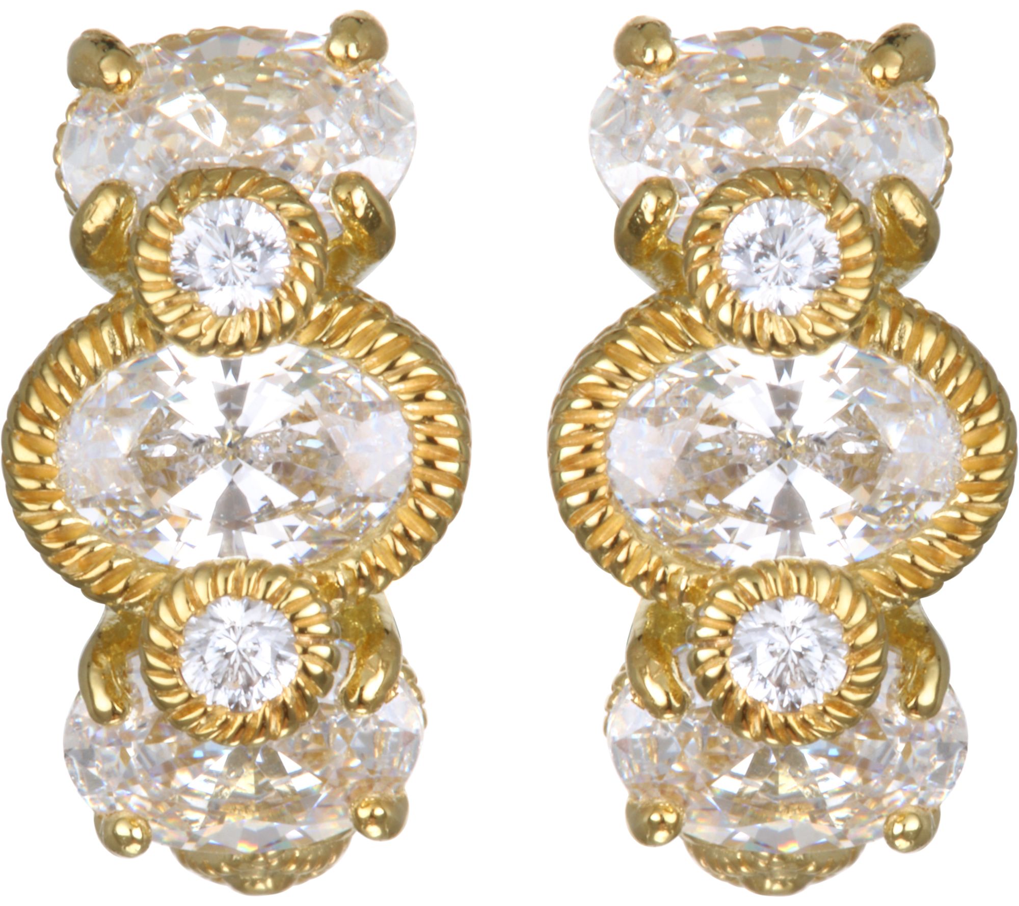 Judith Ripka Sterling Sterling & 14K Clad Diamo nique Earrings
