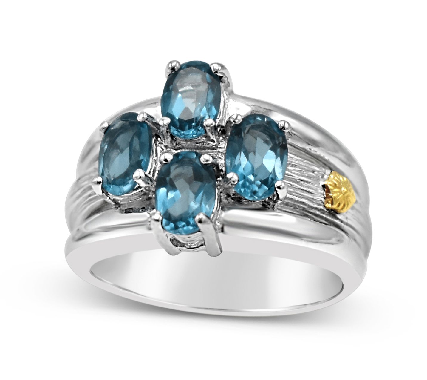 Ariva Sterling Silver & 18K Gold London Blue To paz Ring