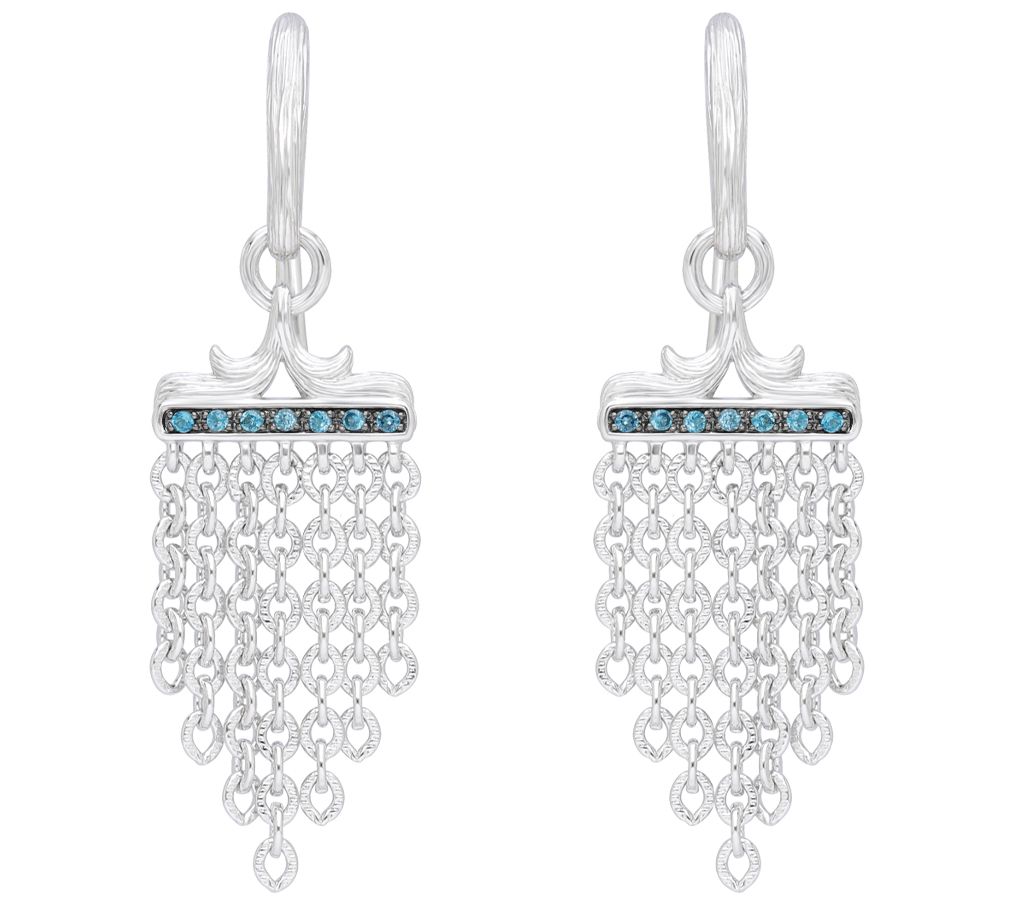 Ariva Sterling Silver Blue Topaz Chandelier Cha n Earrings