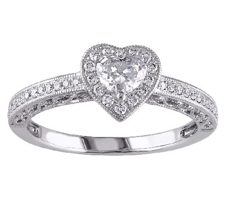 Affinity 1/2 cttw Diamond Heart Halo Ring, 1 4K White Gold