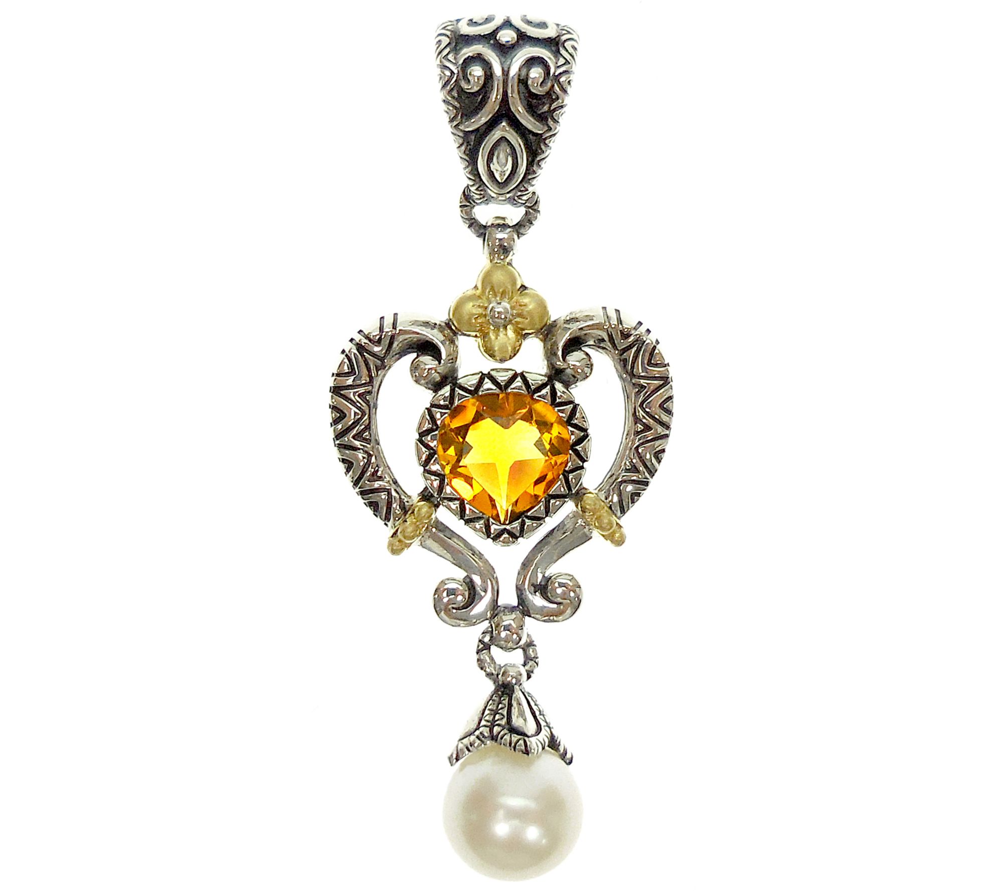 Barbara Bixby Sterling & 18K Citrine & CulturedPearl Enhancer