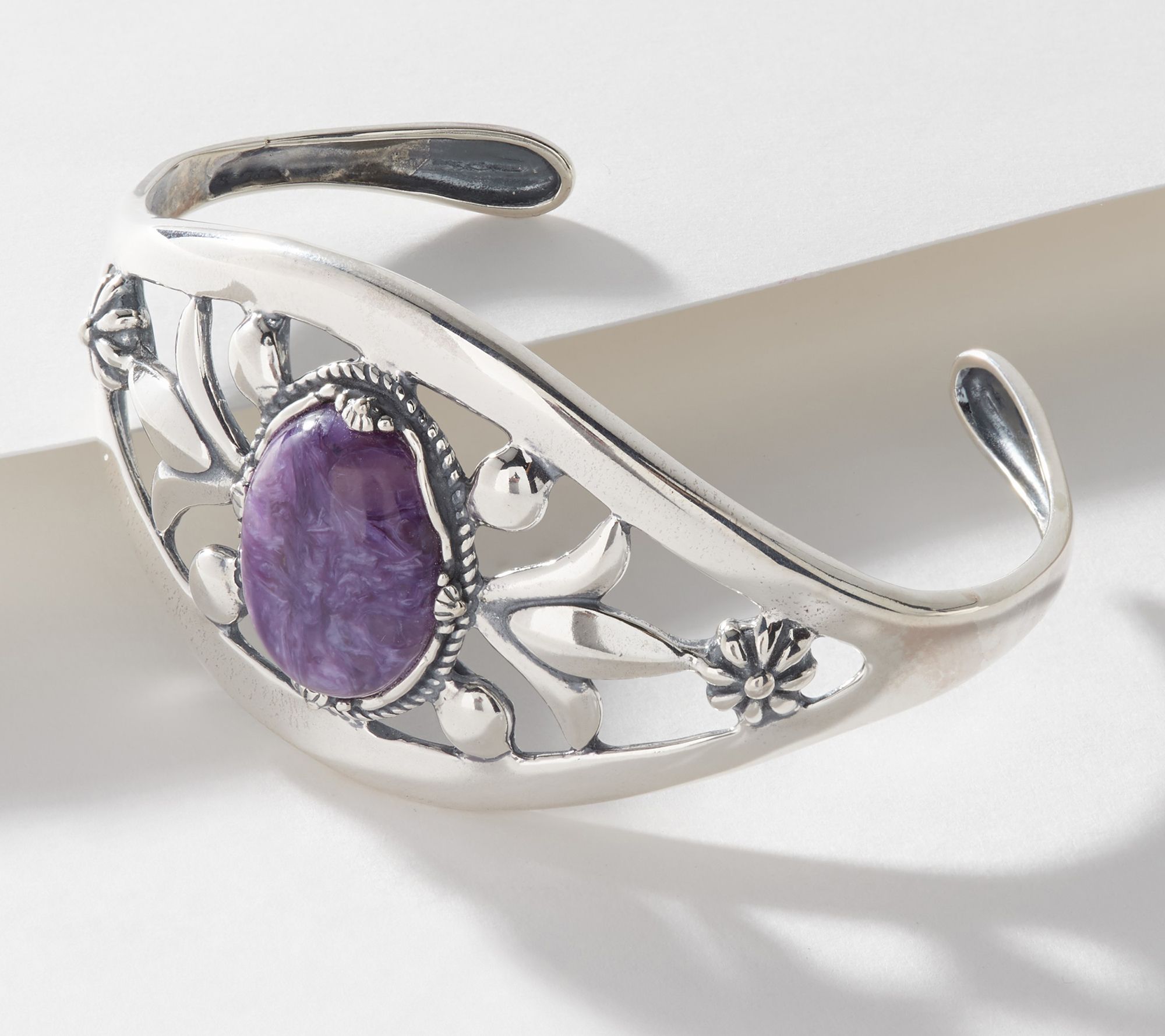 American West Sterling Silver Oval Charoite Cuff