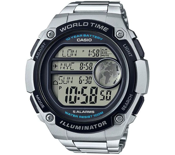 Casio Mens Silver World Time Watch