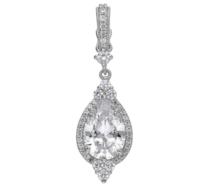 Judith Ripka Sterling Pear Shaped Diamonique Ha lo Pendant