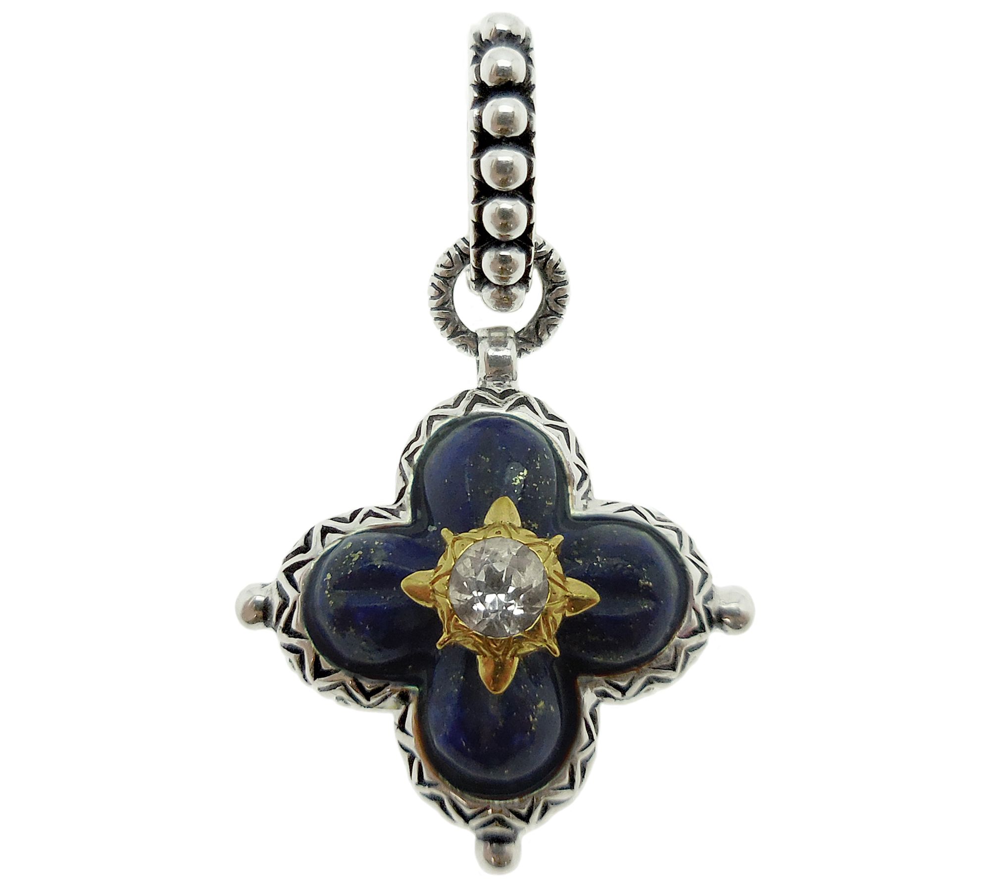 Barbara Bixby Sterling & 18K Gold Lapis Flower Pendant