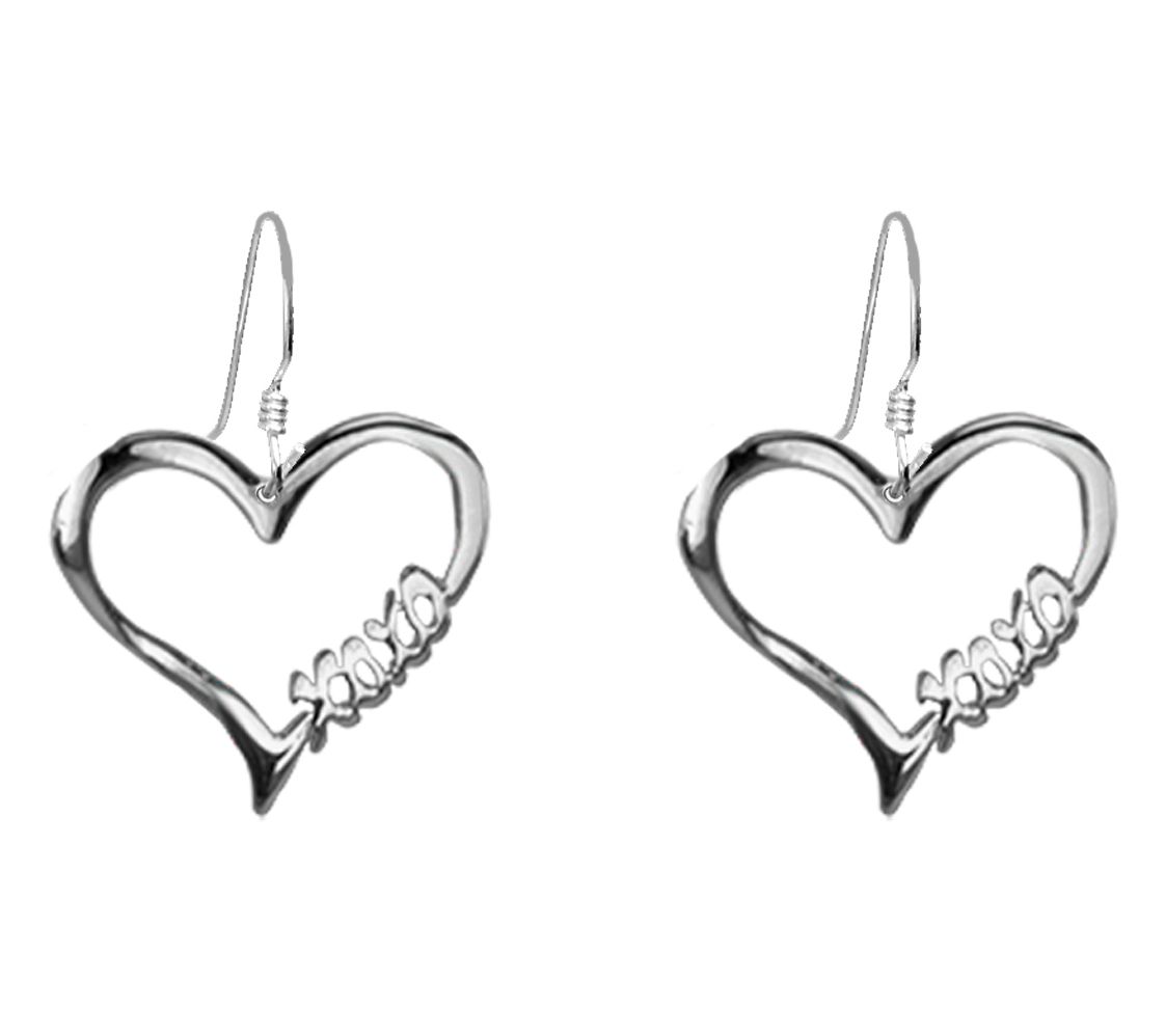 Sterling Silver Open Heart 'Hugs And Kisses' Ea rings
