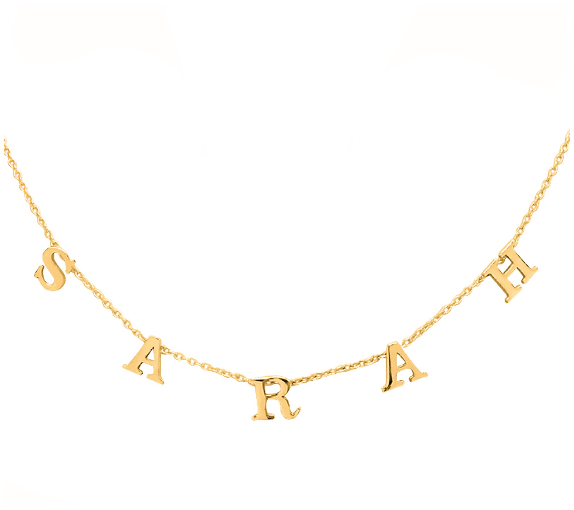 14K Gold-Plated Personalized Block Initial Name Necklace