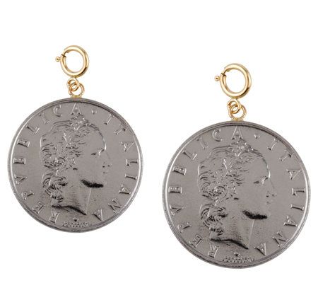 My Lira Set of 2 Fifty-Lire Coin Charms, 14K Go d