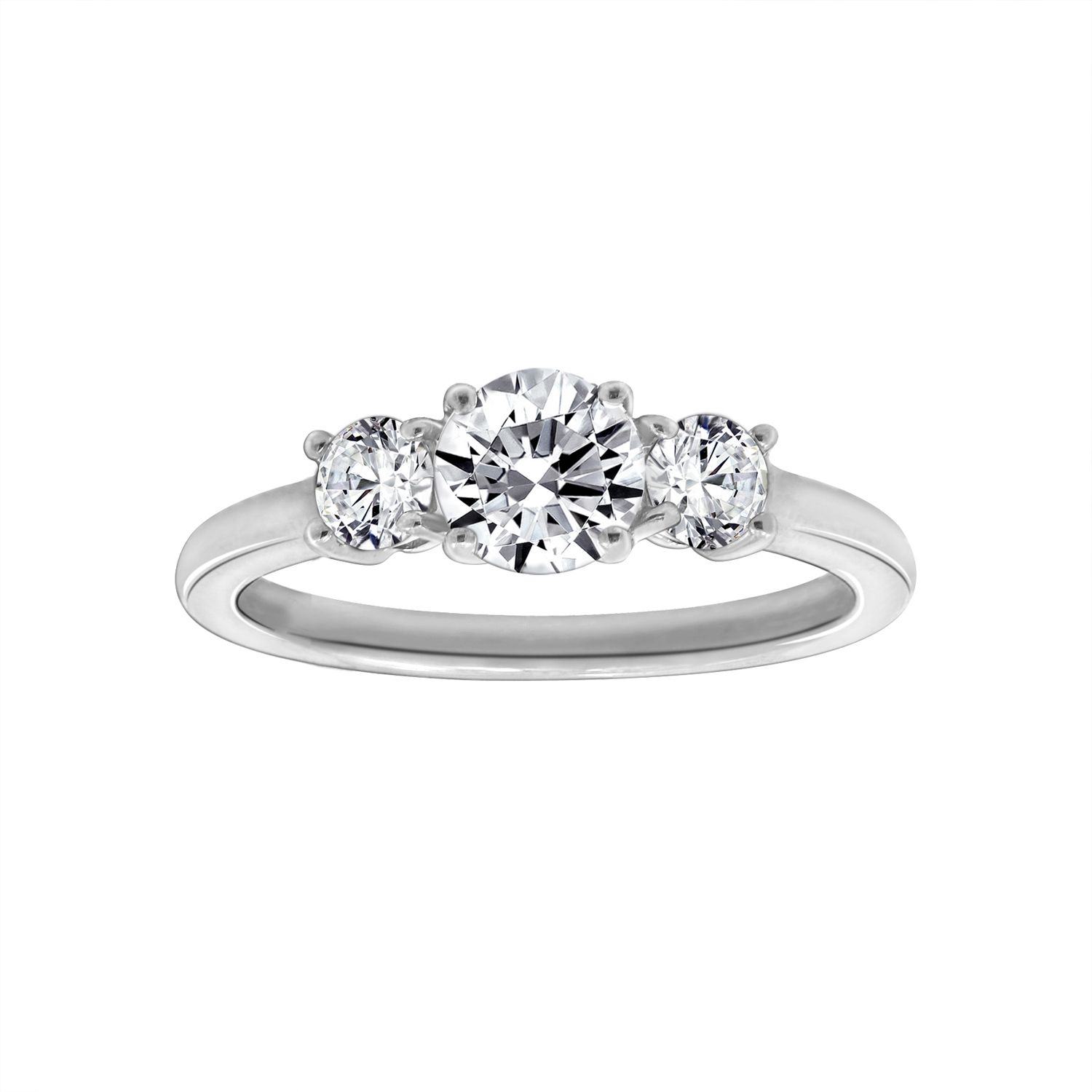 Diamonique 1.50 cttw 3 Stone Ring, Platinum Cla d