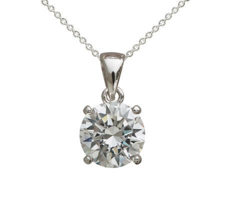 Diamonique 3 ct Round Pendant w ith Chain