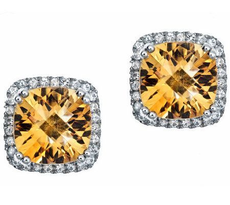 Sterling Gemstone and Topaz Cushion Earring