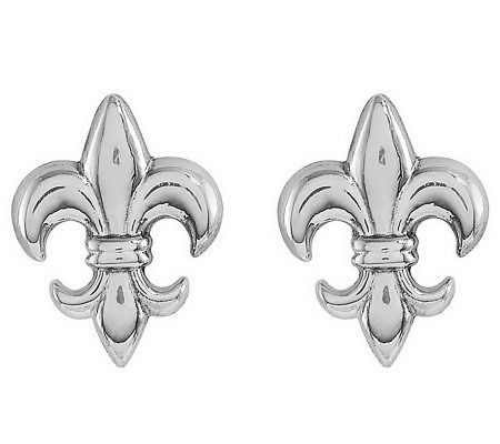 Polished Fleur-de-Lis Stud Earrings, 14K Gold