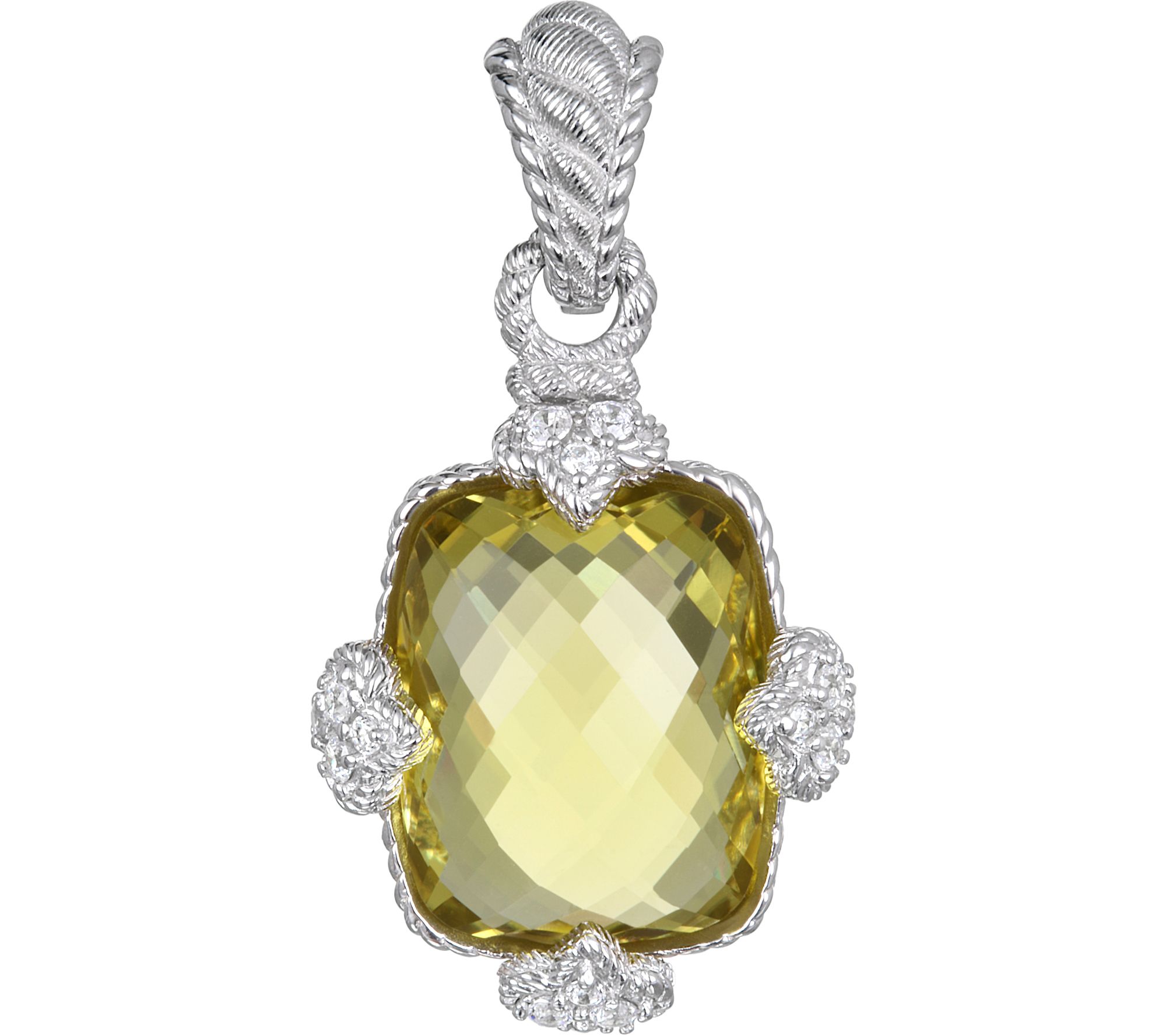 Judith Ripka Sterling Lemon Quartz & Diamonique Enhancer