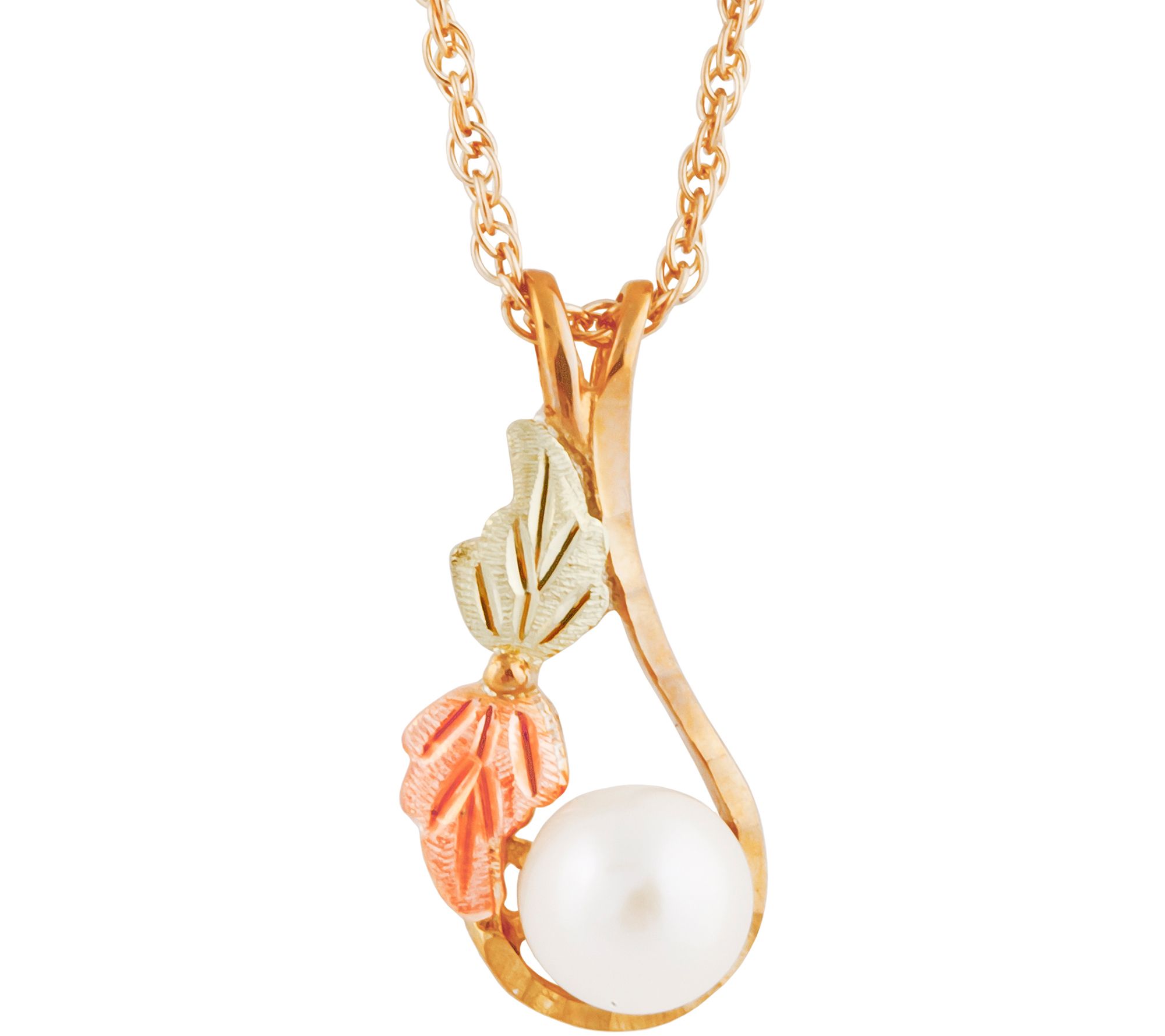 Black Hills Cultured Pearl Pendant w/ Chain 10K /12K