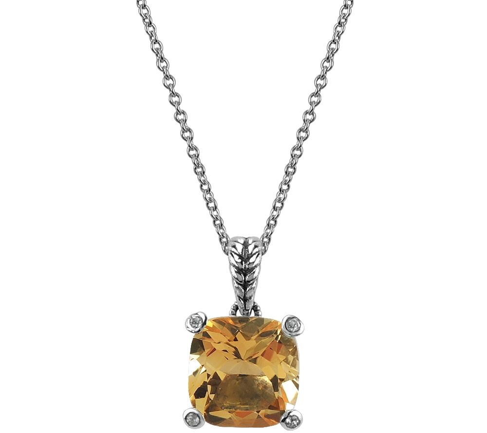 Cushion-Cut Gemstone Pendant with 18 Chain, St erling