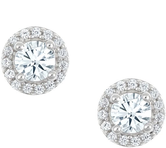 Affinity 1/4 cttw Diamond Halo Earring, 14K W h ite Gold