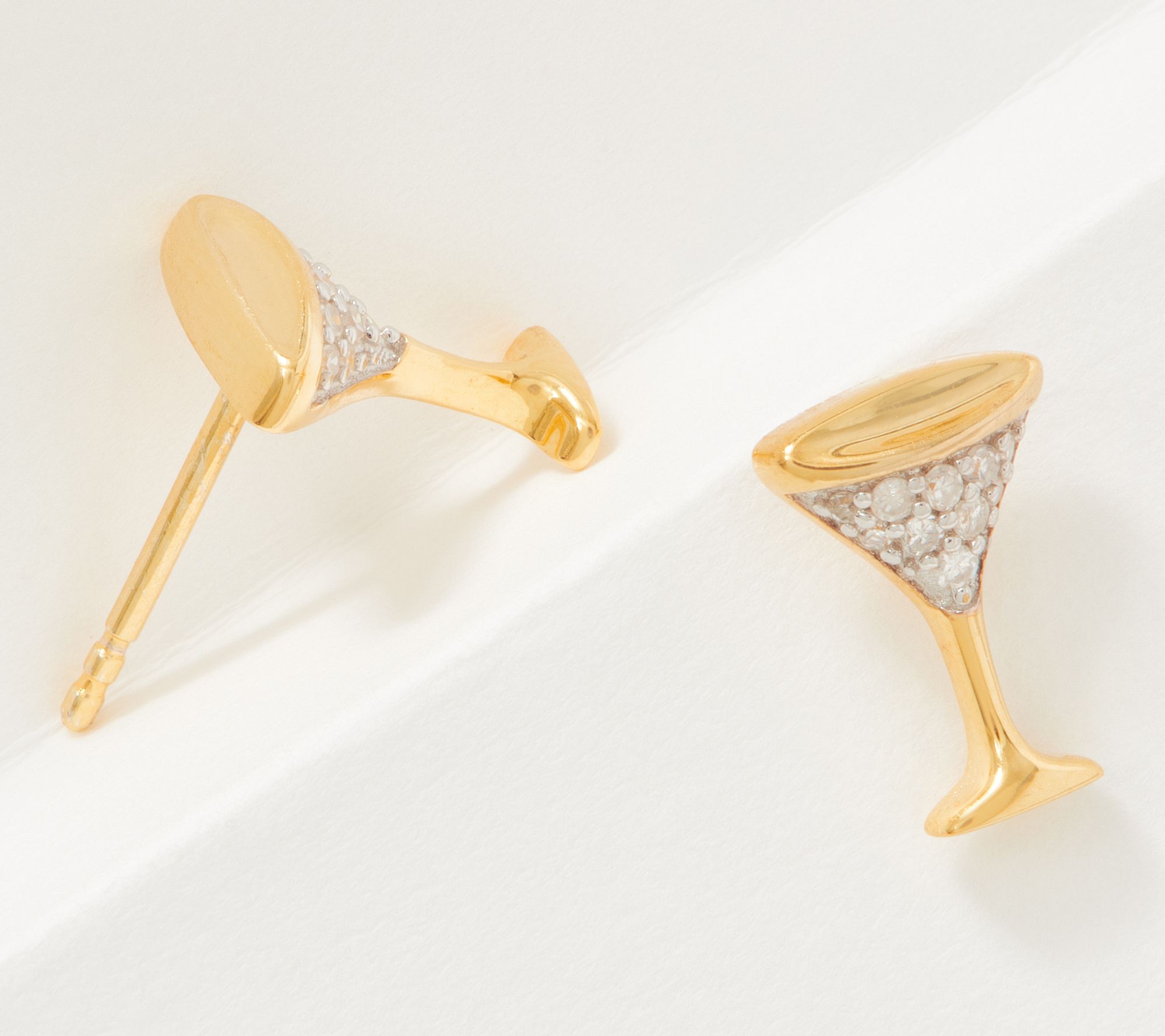Affinity 14K Plated Diamond Motif Stud Earr, 1/10