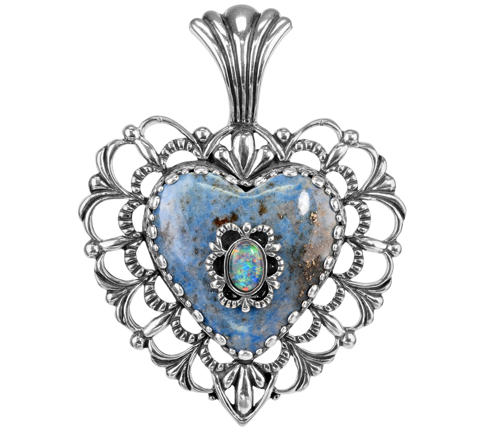 American West Sterling Large Multi Gemstone Hea rt Enhancer