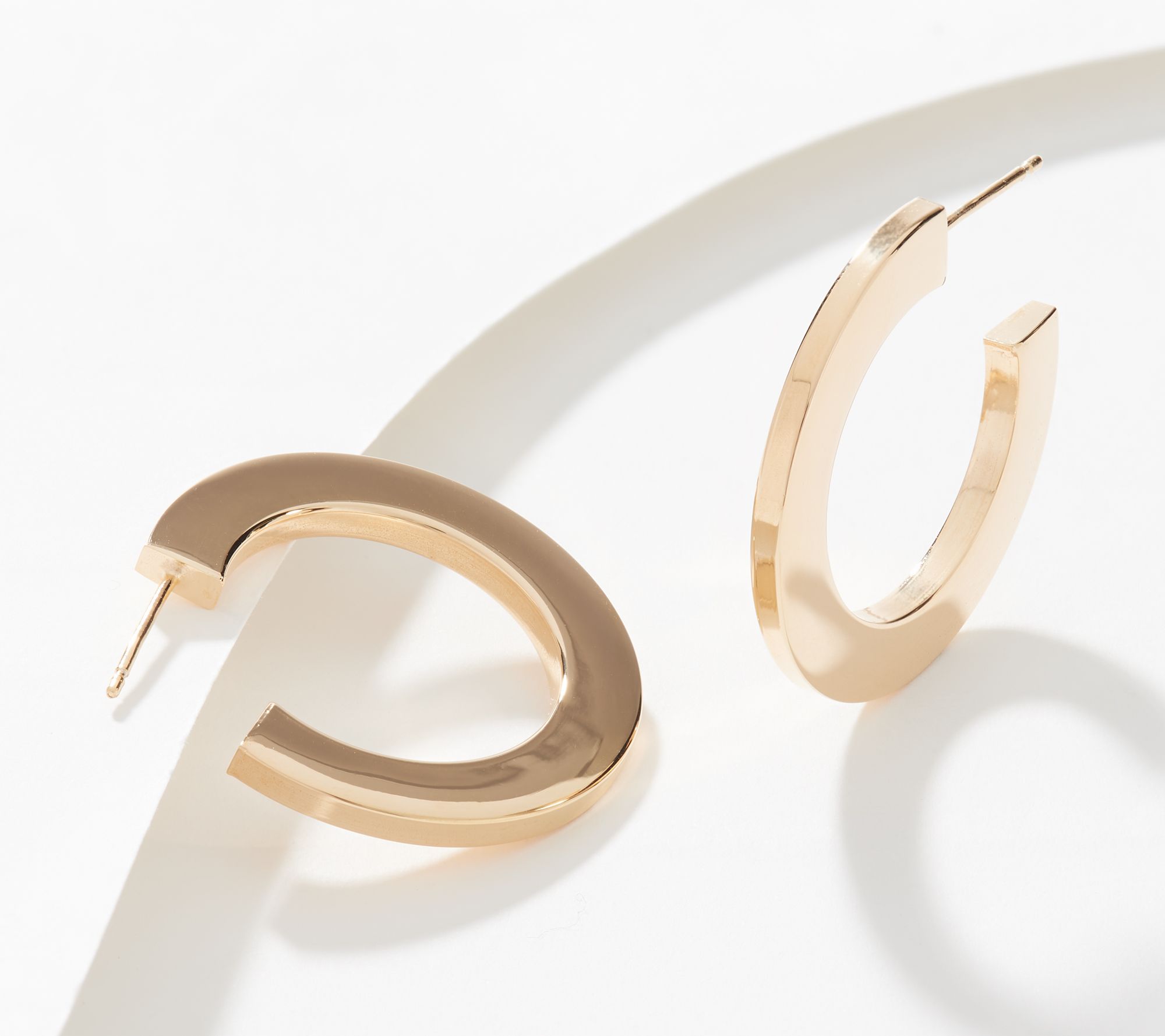 Italian Silver Polished Square Tube Hoop Earrings