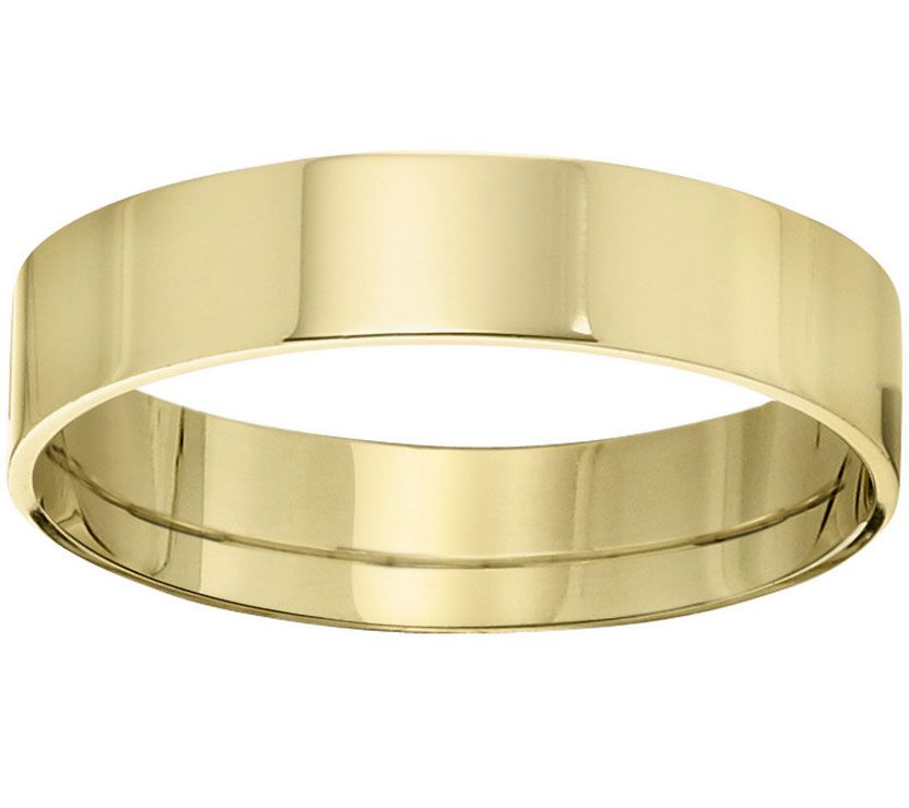 Women's 18K Yellow Gold 5mm Flat Comfort Fit Wedding Band