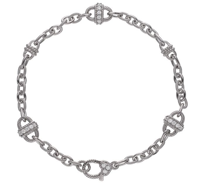 Judith Ripka Sterling Silver and Diamonique Sta tion 9 Anklet