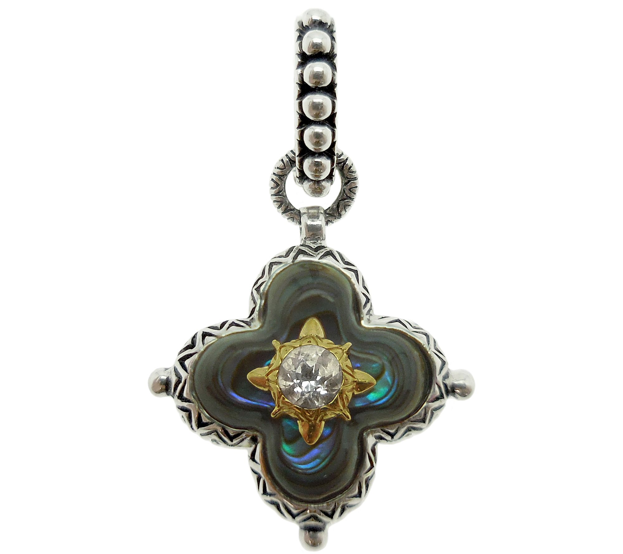 Barbara Bixby Sterling & 18K Gemstone Doublet F lower Pendant