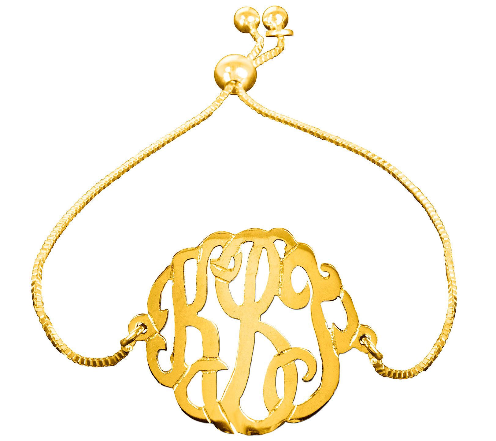 14K Gold-Plated Personalized Monogram Adjustable Bracelet