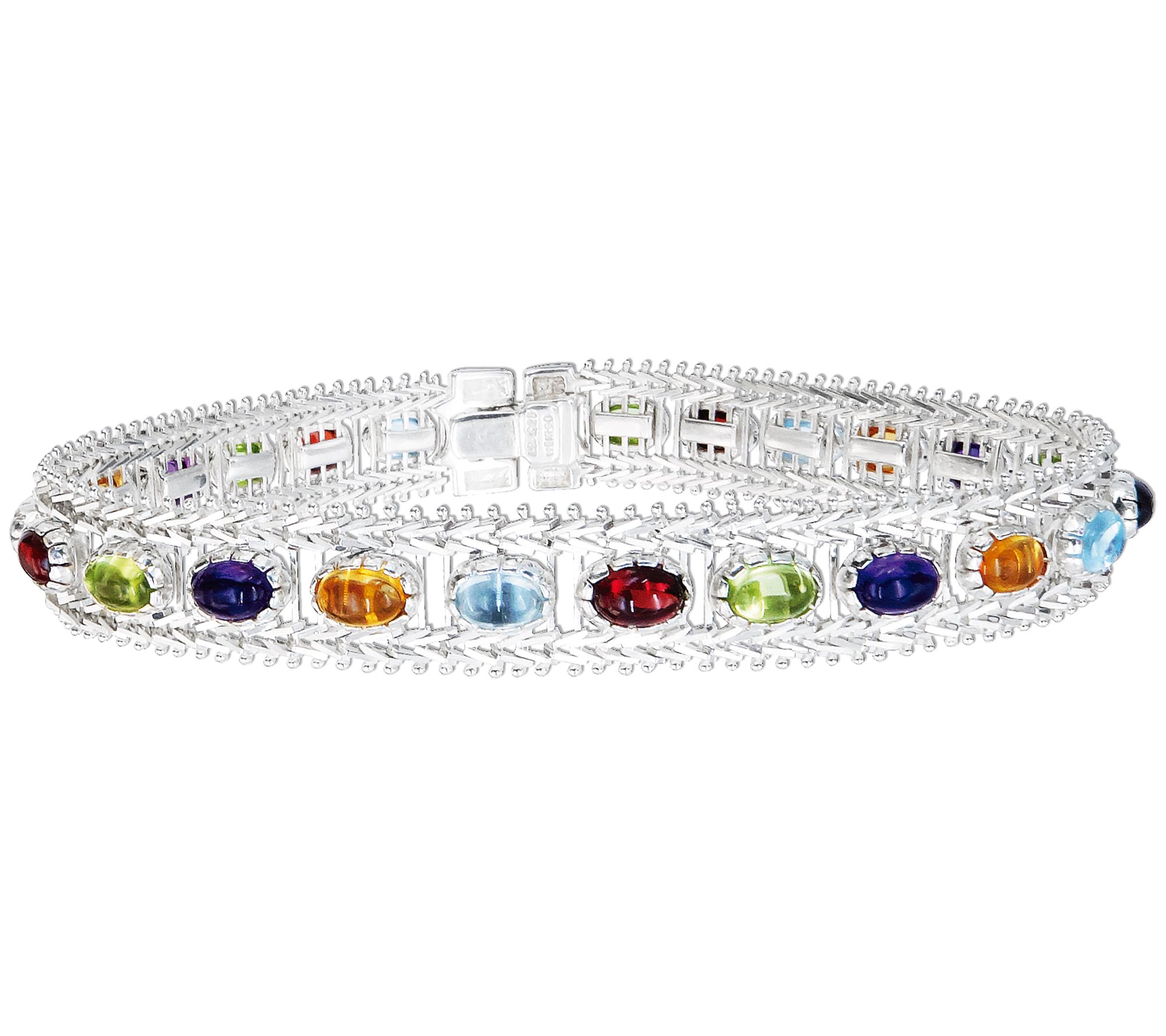 Imperial Silver 7-1/4 Bold Wheat Multi-Gemstone Bracelet
