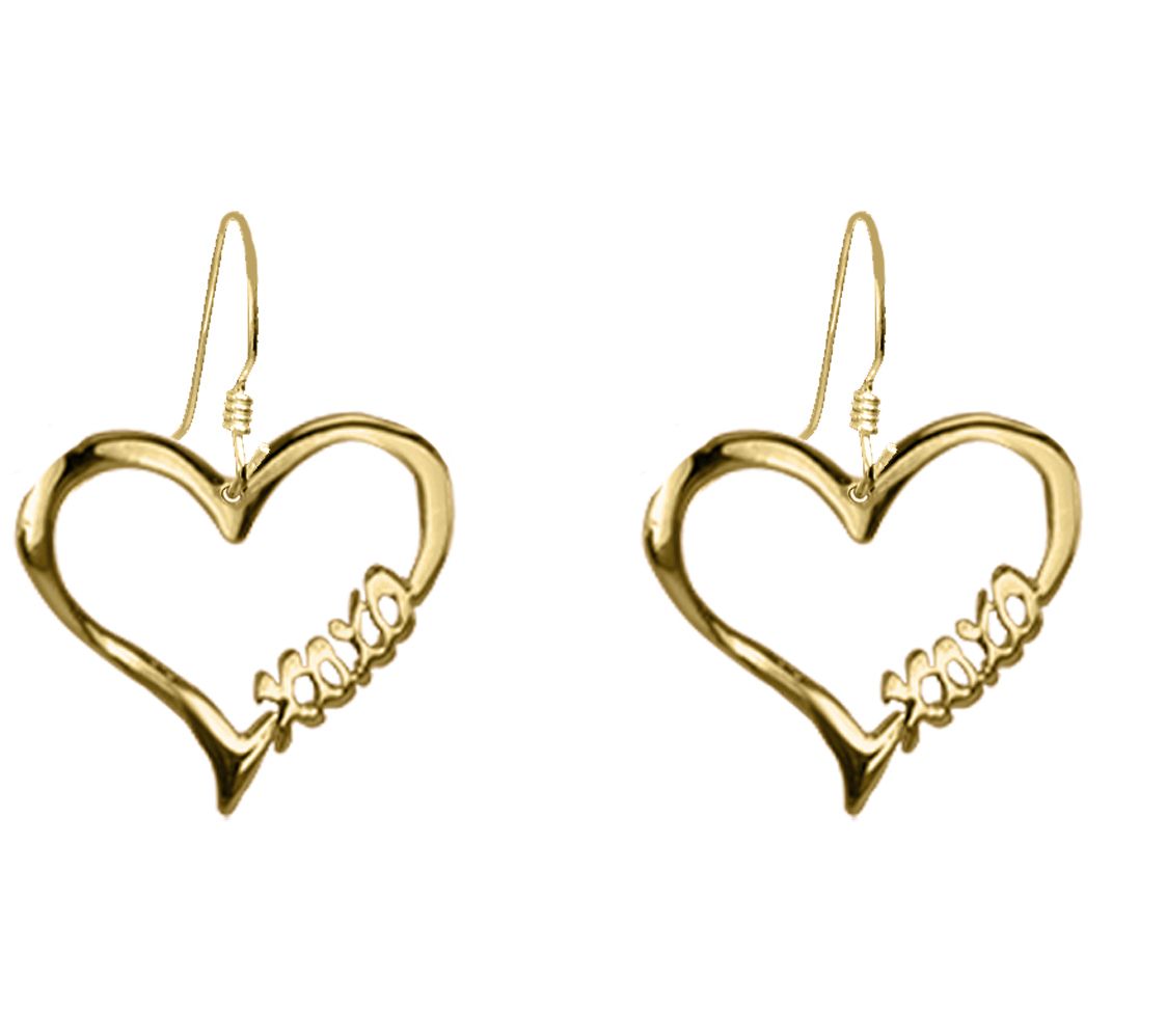 14K Gold Plated Open Heart 'Hugs And Kisses' Ea rings