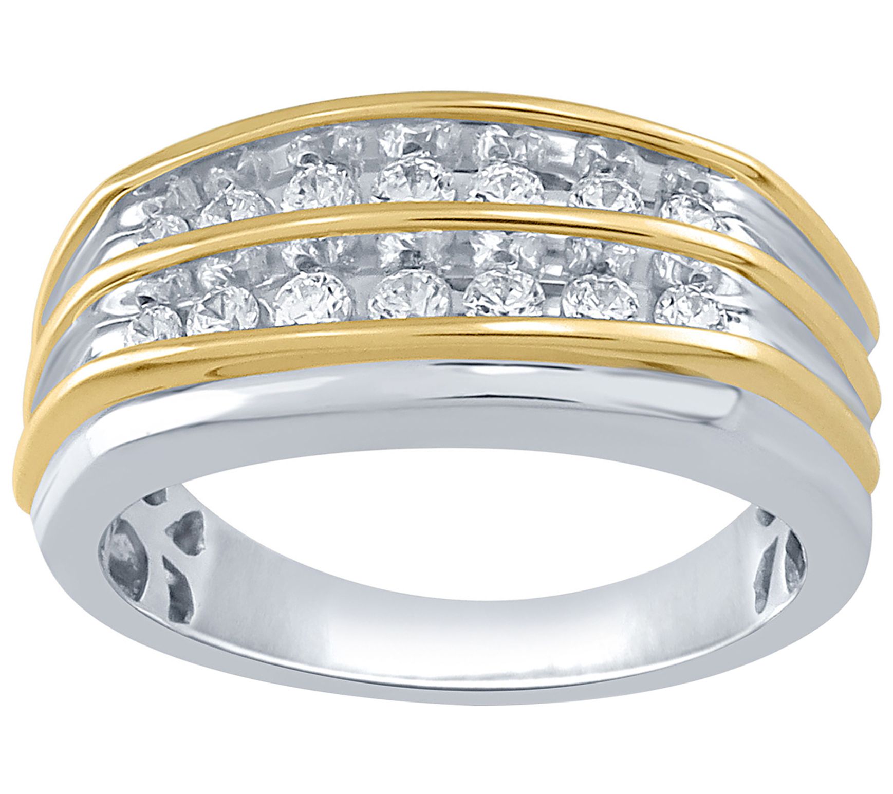 Men's 0.50 cttw Two-Tone Diamond Band Ring, Sterling Silver