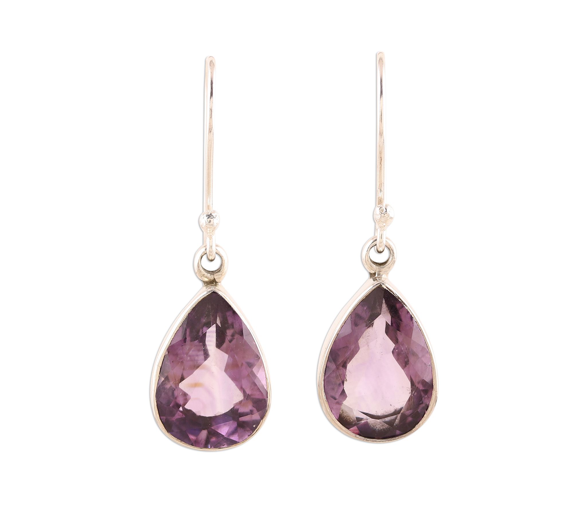 Novica Artisan Crafted Sterling Glimmer Amethys t Drop Earrings