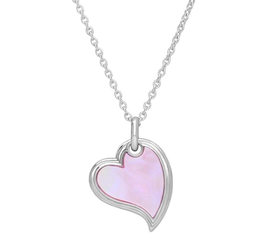 Ariva Sterling Silver Mother-of-Pearl Heart Pen ant with Chain