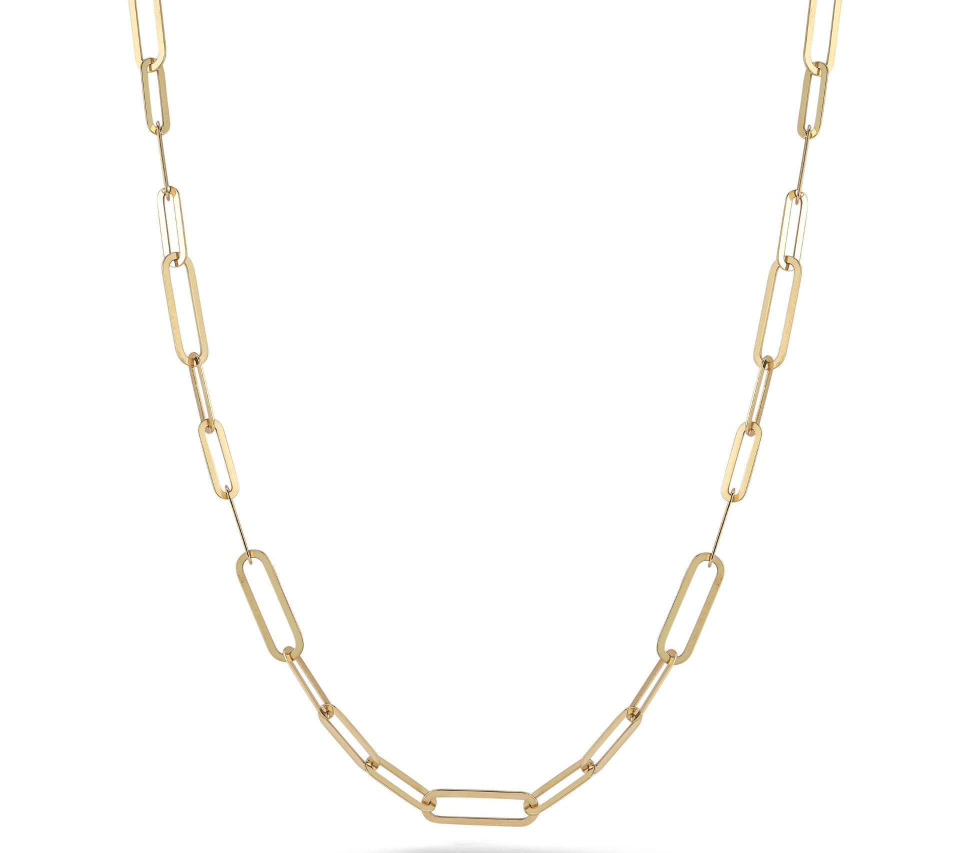 Luminosa Gold Oval Paperclip Chain Necklace, 14 K