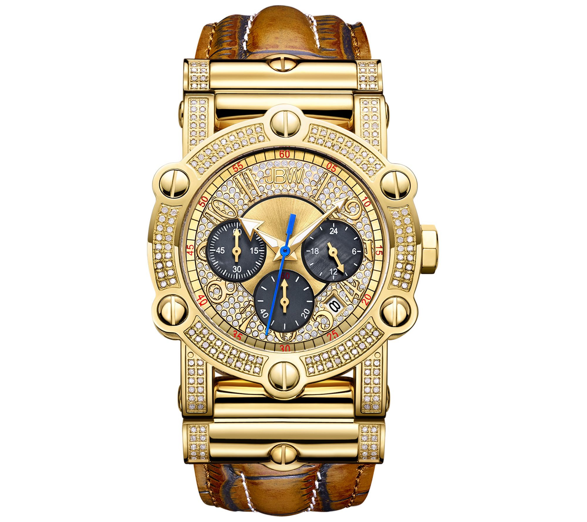 JBW Mens 10 YR Anniversary 1.95 cttw Diamond S tainless Watch