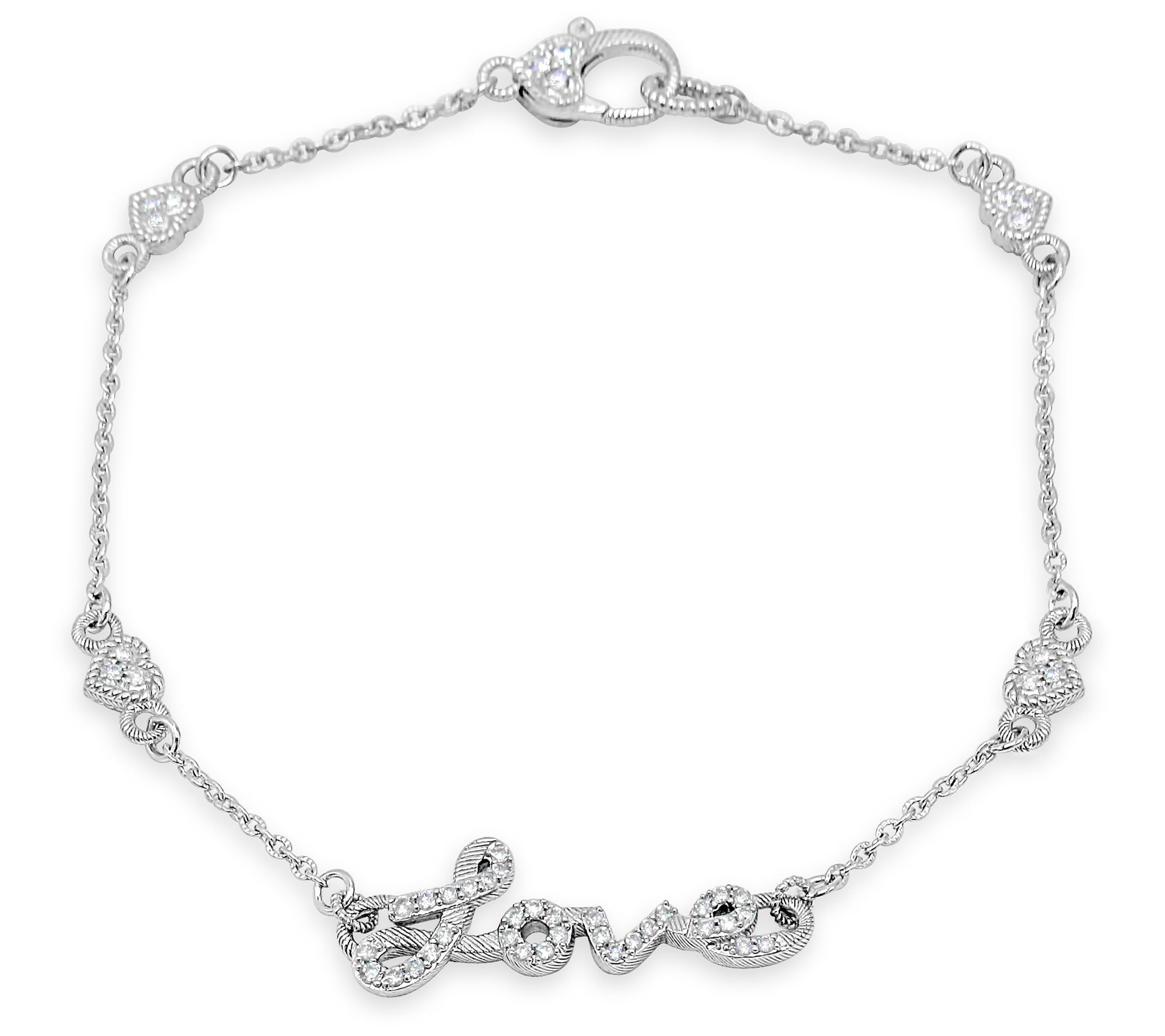Judith Ripka Sterling Diamonique Love Ankle B racelet