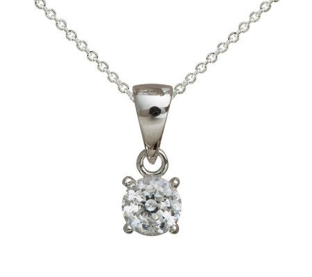 Diamonique 100-Facet 1/2 cttw Pendant w/ Chain, Platinum Clad