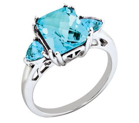 Sterling Octagonal Checkerboard Faceted Gemston e Ring