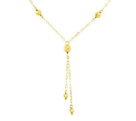 16 Diamond-Cut Bead Lariat Necklace, 14K Gold