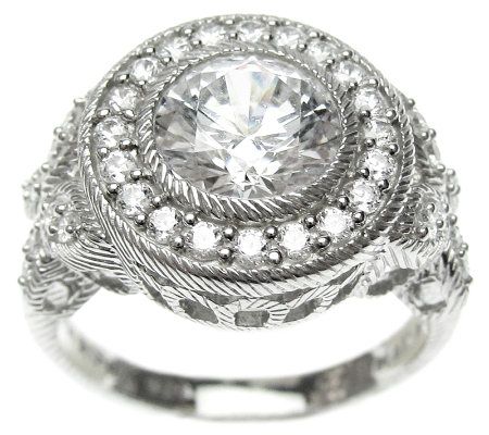 Judith Ripka Sterling Diamonique Round Halo But teryfly Ring
