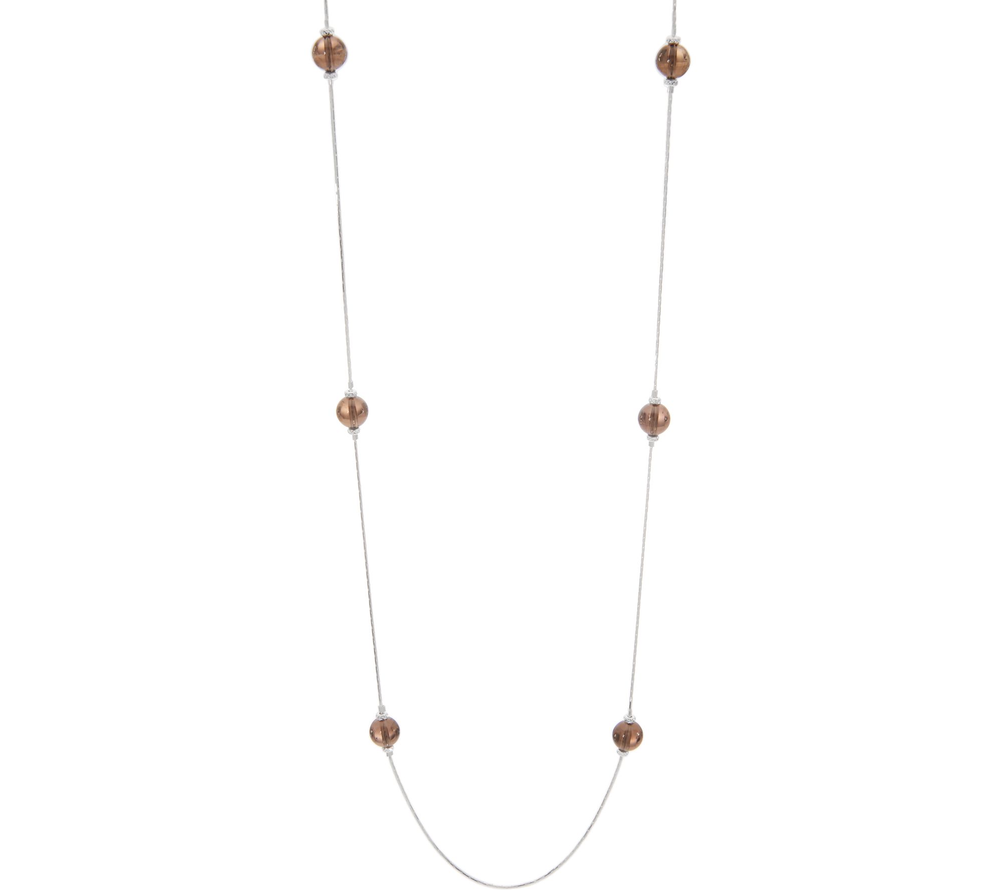 UltraFine Silver 36 Gemstone Bead Station Necklace