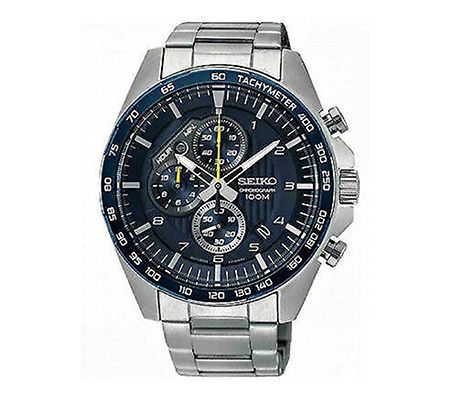 Seiko Mens Blue Dial Chronograph Sports Watch