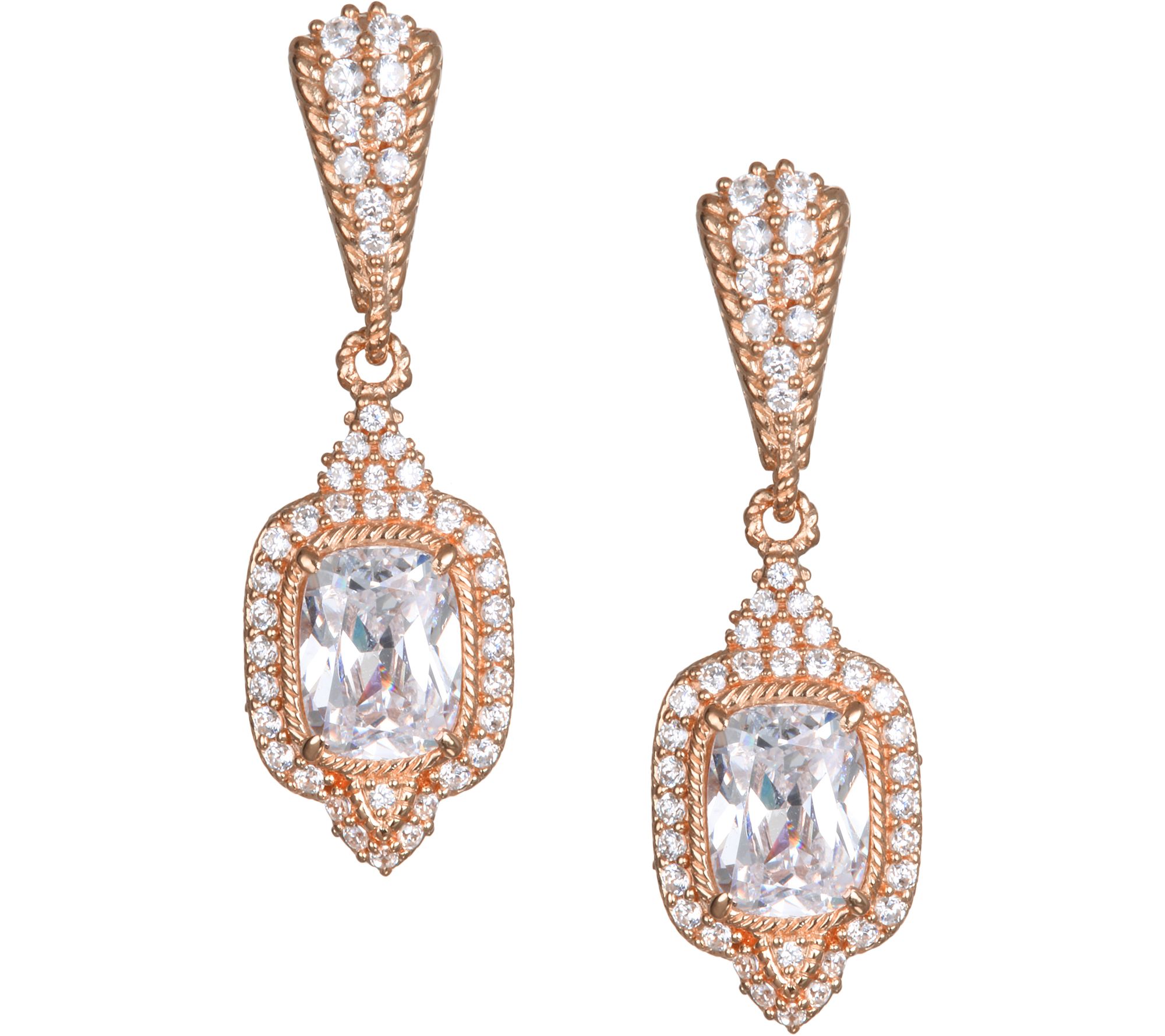 Judith Ripka Sterling & 14K Clad 4.35 cttw Diam onique Earring