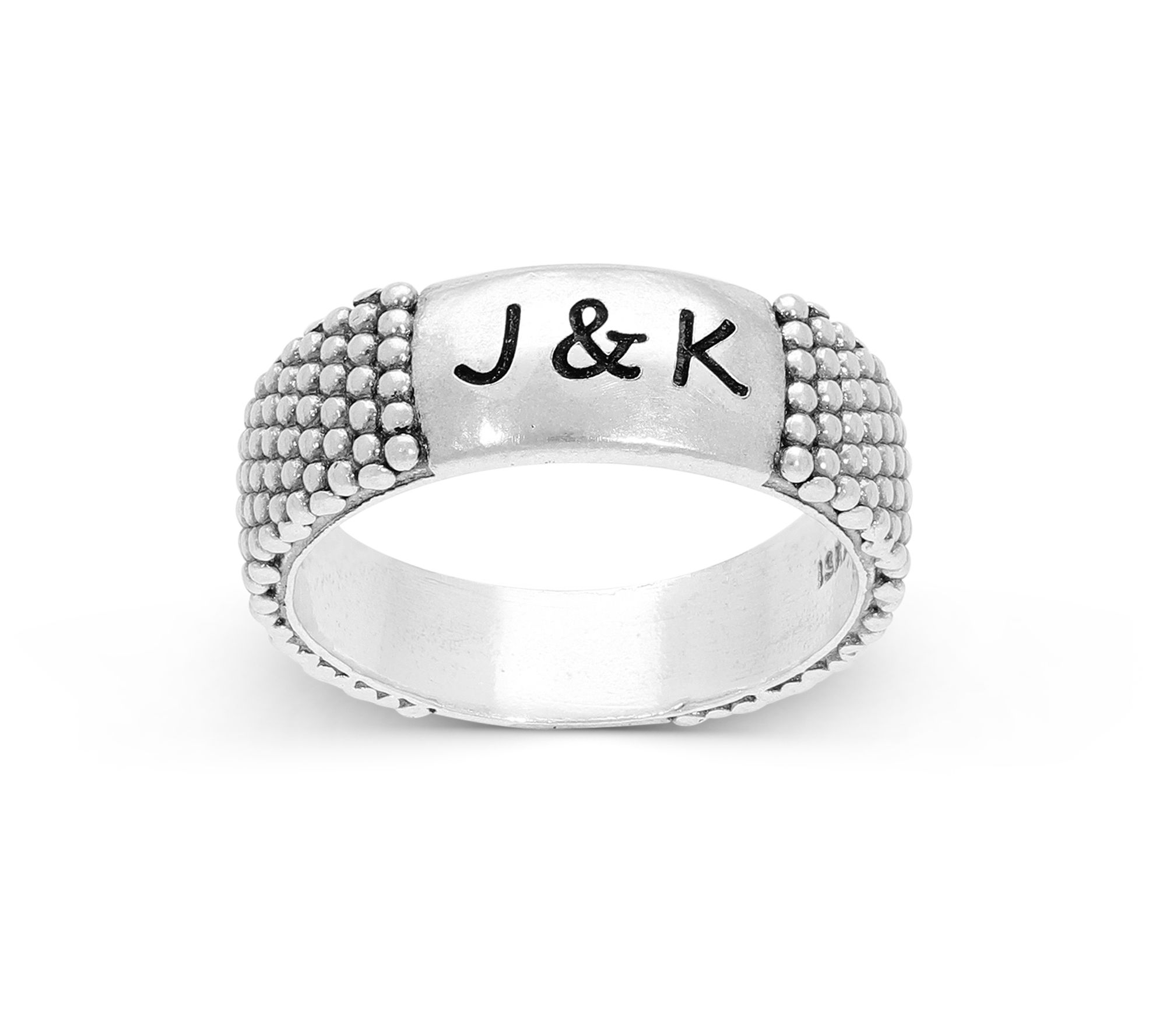 Or Paz Sterling Silver Personalized Beaded B and Ring