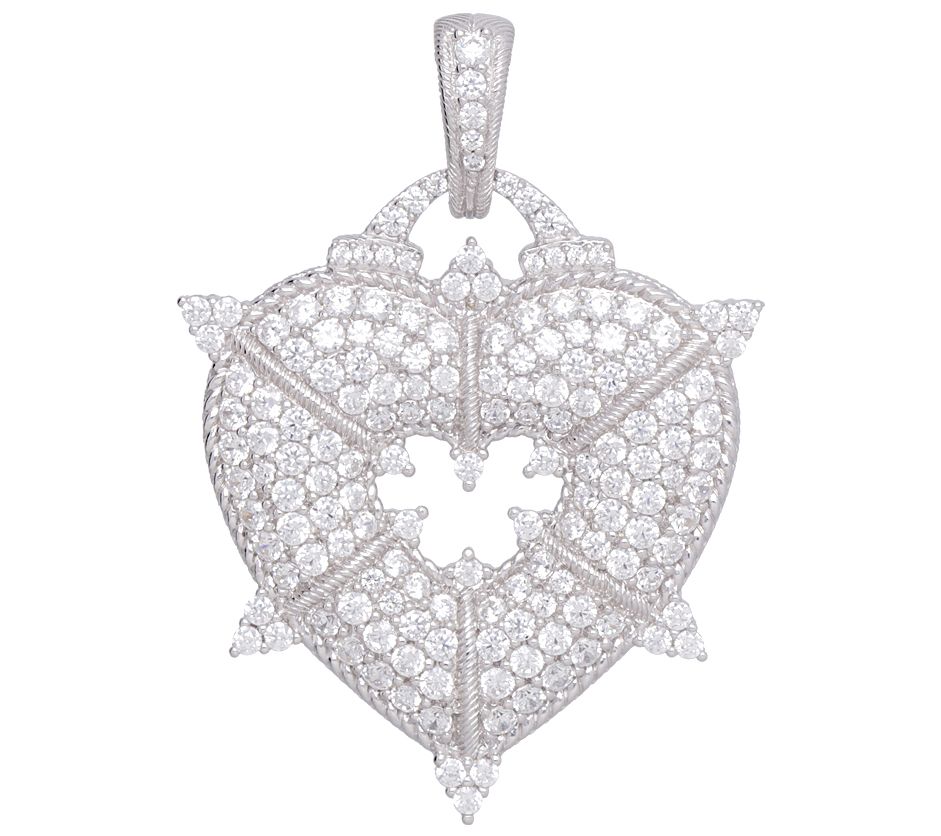 JUDITH Classic Pave Diamonique Heart Enhancer, Sterling