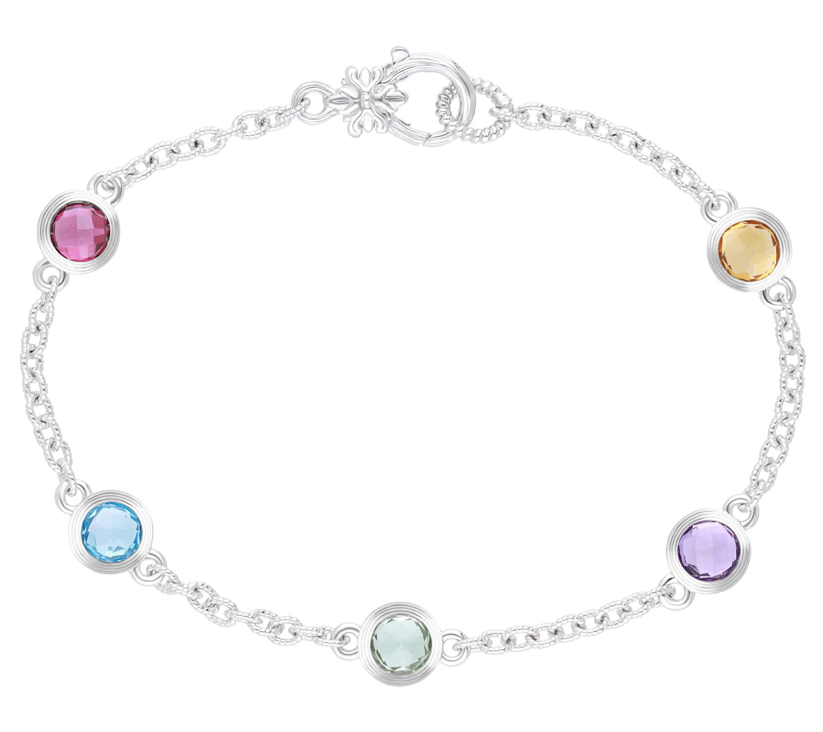 Ariva Sterling Silver Gemstone Station Bracelet