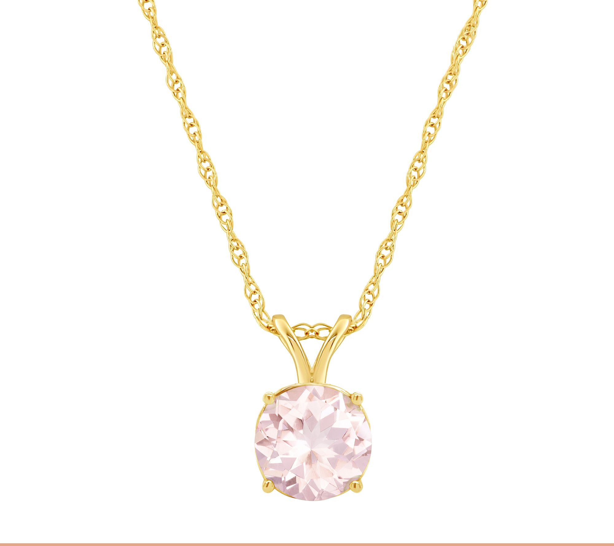 1.00 ct Round Morganite Pendant with 18 Chain, 14K Gold